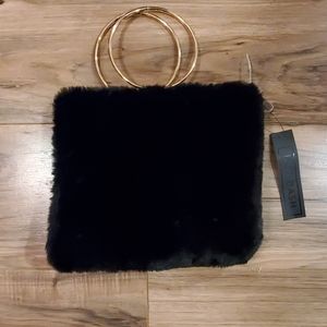 NWT DOT DASH Black Faux Fur Mini Bag.